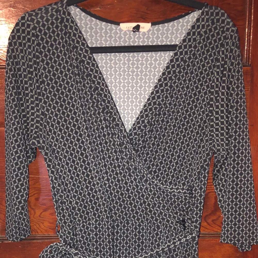 Grey and black wrap dress